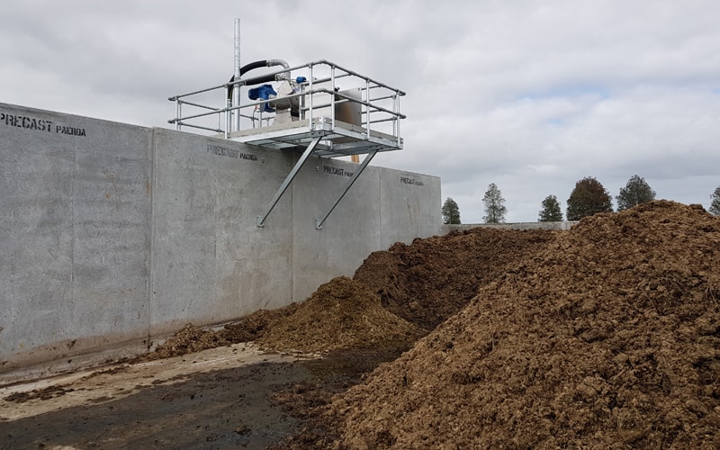 Ovierview of the Horizontal Screw Separator (HSS) system including Frame and Concrete Pad.