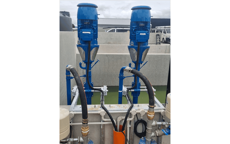 The second pump is used for washing the remaining concrete out from the concrete mixer trucks.