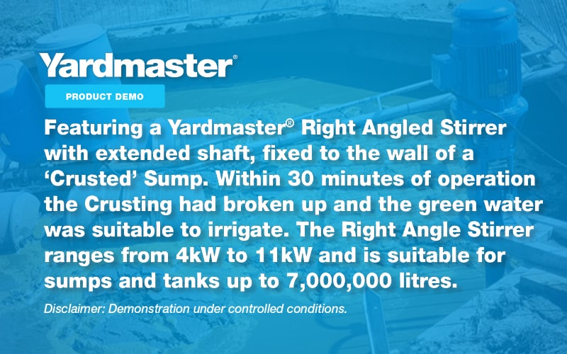 DEMO: A Yardmaster Right Angled Stirrer breaking up a 'crusted sump' within 30 minutes of operation